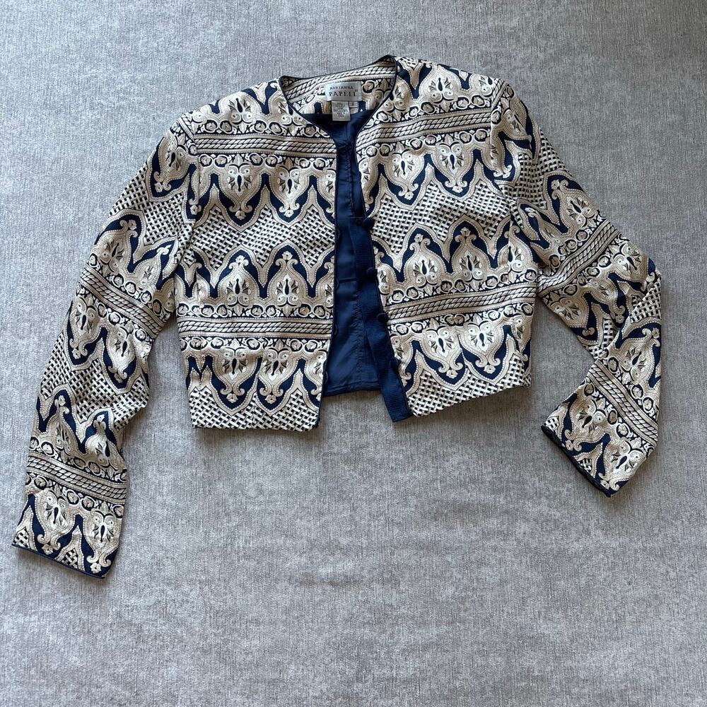Adrianna Papell Cropped Silk Jacket